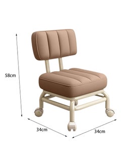 Jukkre Jukkre Backrest Stool with Wheel Pulley Low Stool Children's Home Learning Walking Chair Household Small Stool Backrest Universal Wheel Soft Stool with Wheels Children Sofa Coffee Table (Beige)  - Image 2