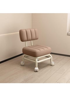 Jukkre Jukkre Backrest Stool with Wheel Pulley Low Stool Children's Home Learning Walking Chair Household Small Stool Backrest Universal Wheel Soft Stool with Wheels Children Sofa Coffee Table (Beige)  - Image 1