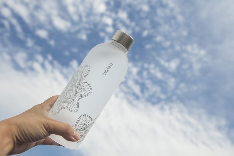 bzyoo 32 OZ 1 Liter Time Marker Water Bottle Frosted Durable Plastic With Strap - Reusable Clear Bottle With Times To Drink Time Markings For Daily Hydration Intake BPA Free (Silver) - Image 3