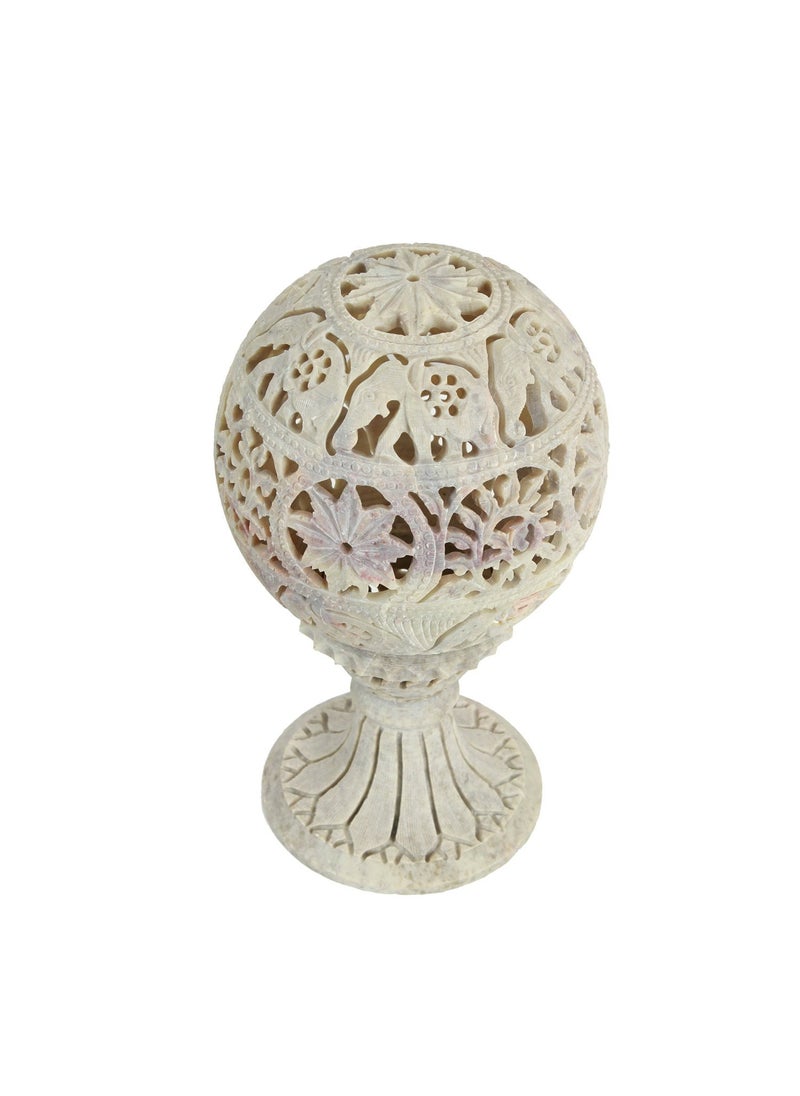 Store Indya Store Indya Store Indya Hand Carved Globe Shaped Soapstone Flameless Aroma Oil Burner Diffuser  - Image 3