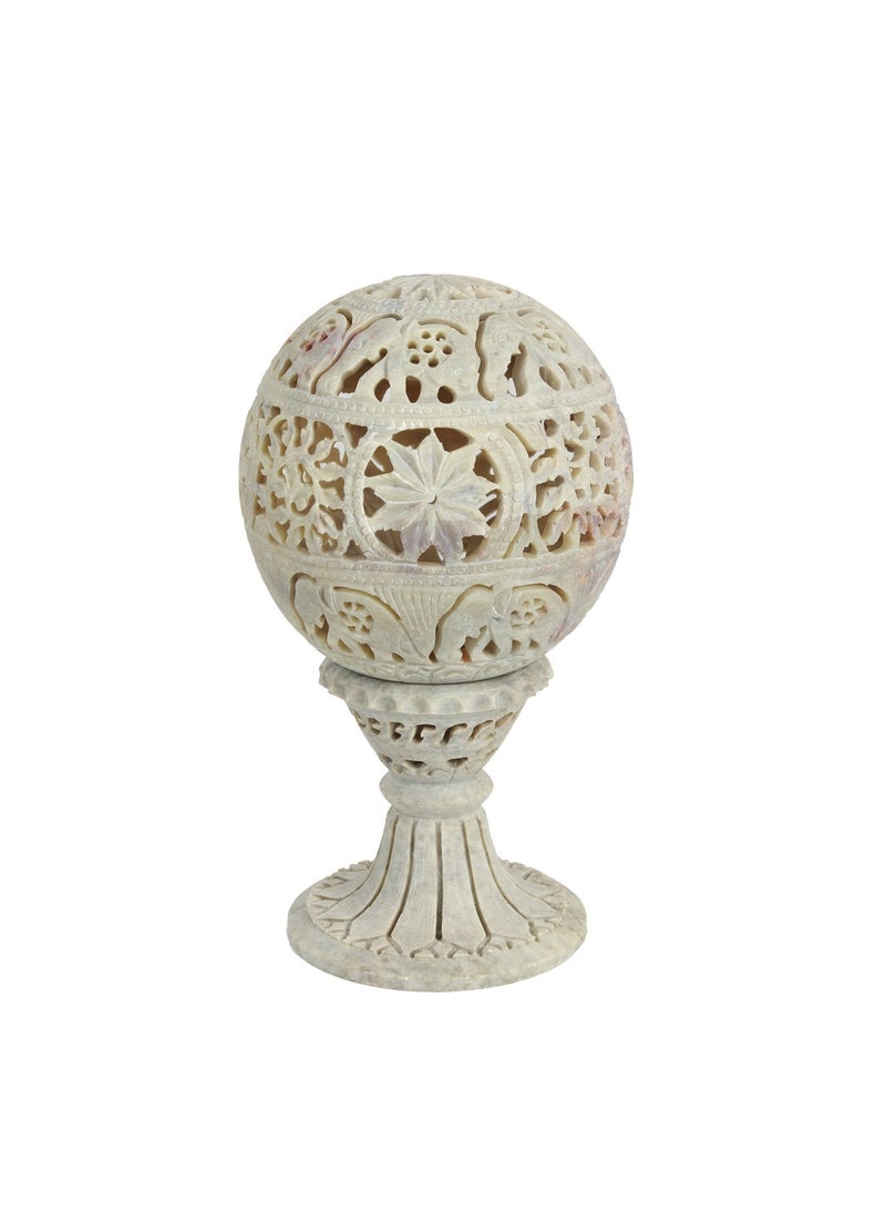 Store Indya Store Indya Store Indya Hand Carved Globe Shaped Soapstone Flameless Aroma Oil Burner Diffuser  - Image 1