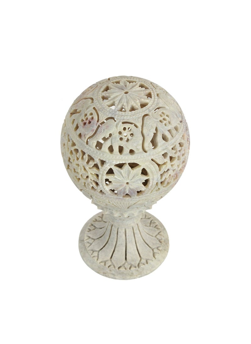 Store Indya Store Indya Store Indya Hand Carved Globe Shaped Soapstone Flameless Aroma Oil Burner Diffuser  - Image 4