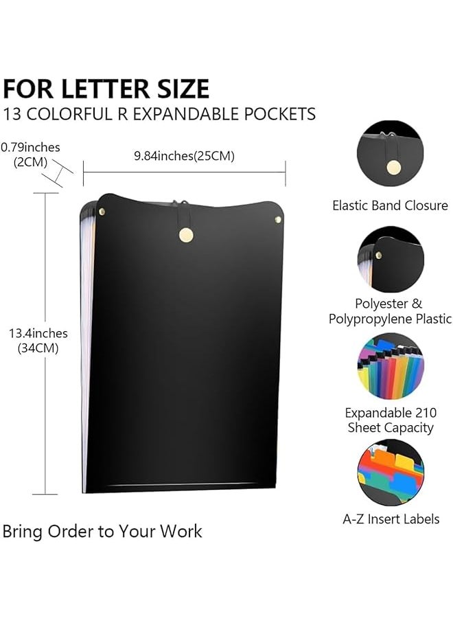 erorex - Expanding File Folder 13 Pockets File Holder Organizer A4 Letter Size Paper Document Receipt Organizer Easy Backpack Access For Classroom Home Office And Travel - Image 1