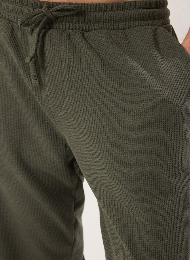 trendyol Khaki Oversized /Wide Cut Textured Short Sleeve Tracksuit Set - Image 4