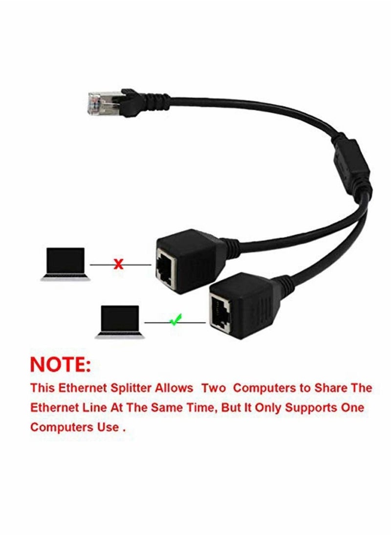 KASTWAVE RJ45 Ethernet Splitter Cable, LAN Network Port Ethernet Connector Adapter 1 Male to 2 Female Y Tape Cable for Cat5 Cat6 Cat7  - Image 2