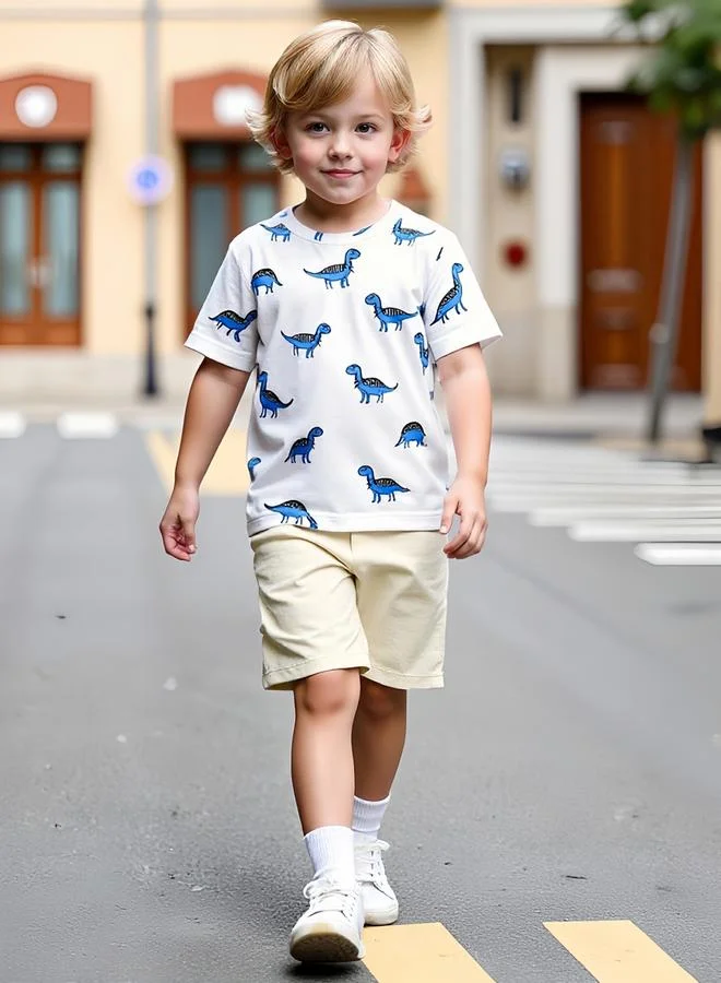 تايك تو مجموعة من شورت وتيشيرت بطبعة ديناصور