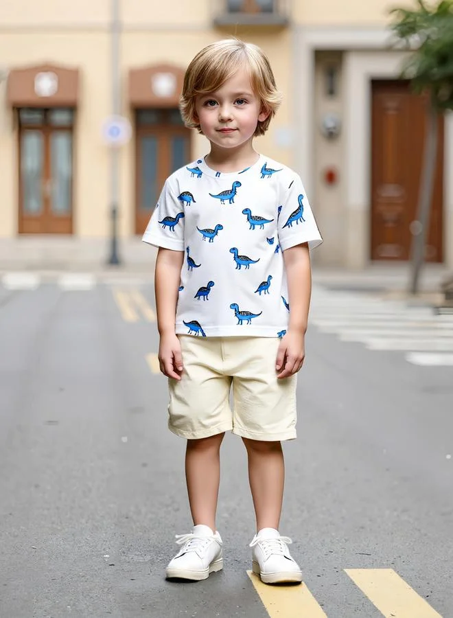تايك تو مجموعة من شورت وتيشيرت بطبعة ديناصور