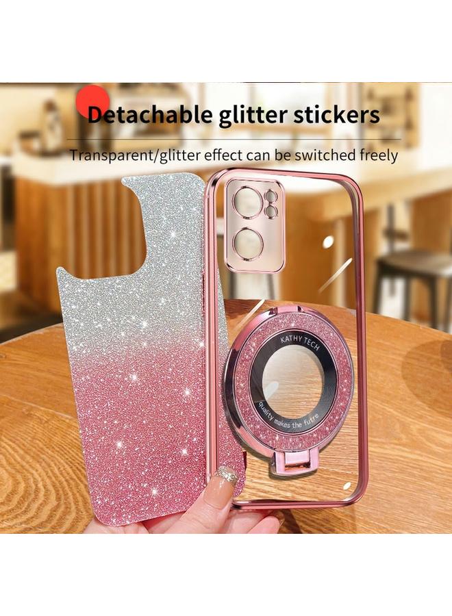 S-TOP Case For OPPO Reno7 5G Plated Gradient Glitter Round Holder TPU Phone Case - Image 4