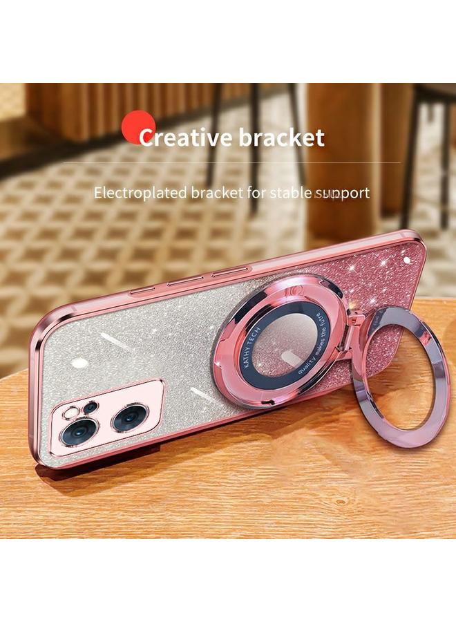 S-TOP Case For OPPO Reno7 5G Plated Gradient Glitter Round Holder TPU Phone Case - Image 5