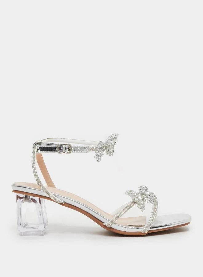 Take Two Take Two Embellished Butterfly Detail Block Heel Sandals