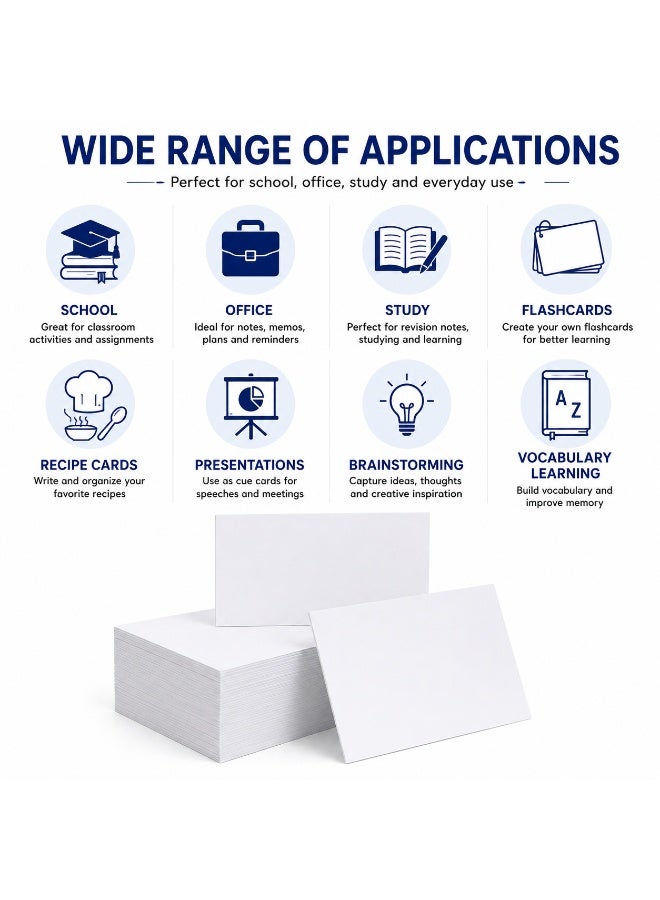 6”x4” Plain White Index Cards (100 Pack) Blank Flash Cards –  180 GSM (PACK OF 3) Thick Record Cards for Studying, Note Taking, Office, School & Business Use - Image 4