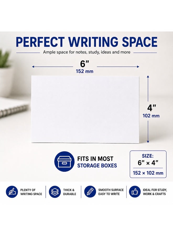 6”x4” Plain White Index Cards (100 Pack) Blank Flash Cards –  180 GSM (PACK OF 3) Thick Record Cards for Studying, Note Taking, Office, School & Business Use - Image 2
