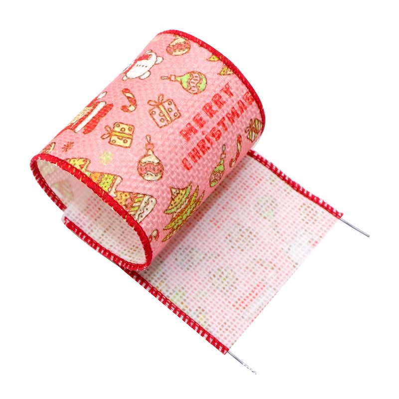 6.3cm Christmas Burlap Wire Edge With Overlock Tape DIY Bow Hairpin Decoration (5 Yards/Roll) - Image 1
