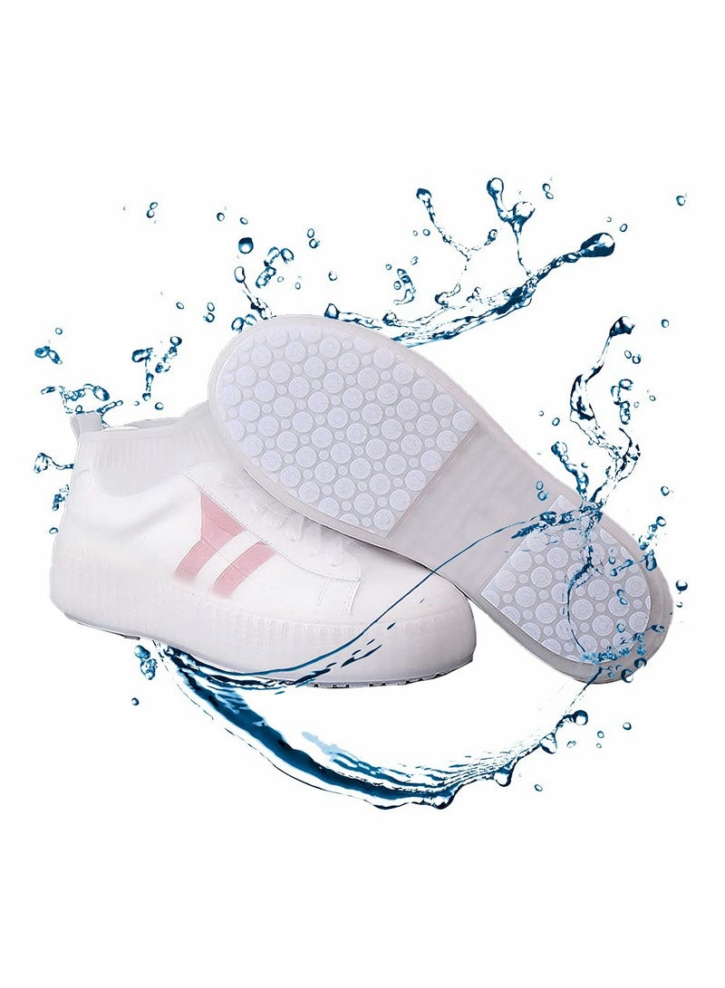 SOLARAE Reusable Waterproof Silicone Shoe Covers for Men and Women - Foldable Anti-Slip Rain Shoe Covers for Rainy Days (White, XL) - Image 5