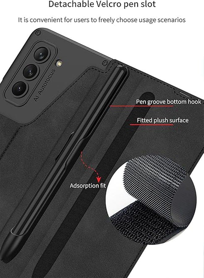 general For Samsung Z Fold 6 Case with S Pen Holder - High Quality Leather Case with Integrated Screen Protector, Detachable Pen Slot, Compatible with Samsung Galaxy Z Fold 6 - Image 2