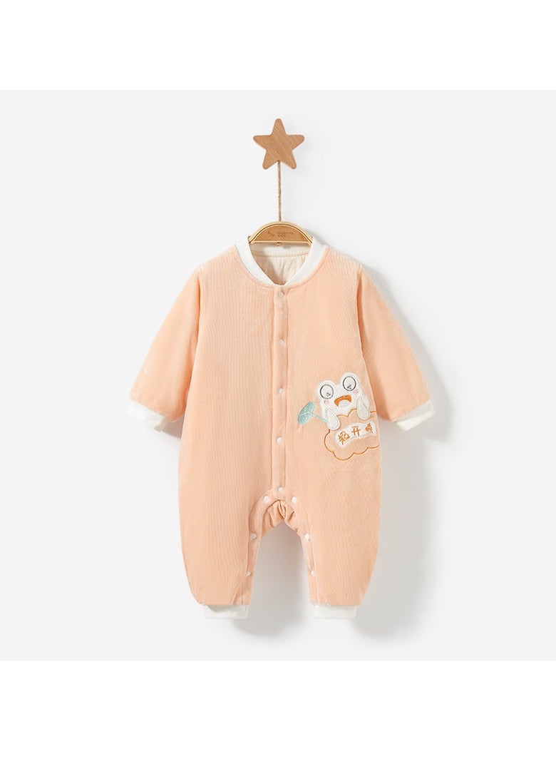 xozgdovg Baby onesie Autumn and winter for men and women new warm plus thick cotton sweater set full moon clothes baby winter 80cm orange
