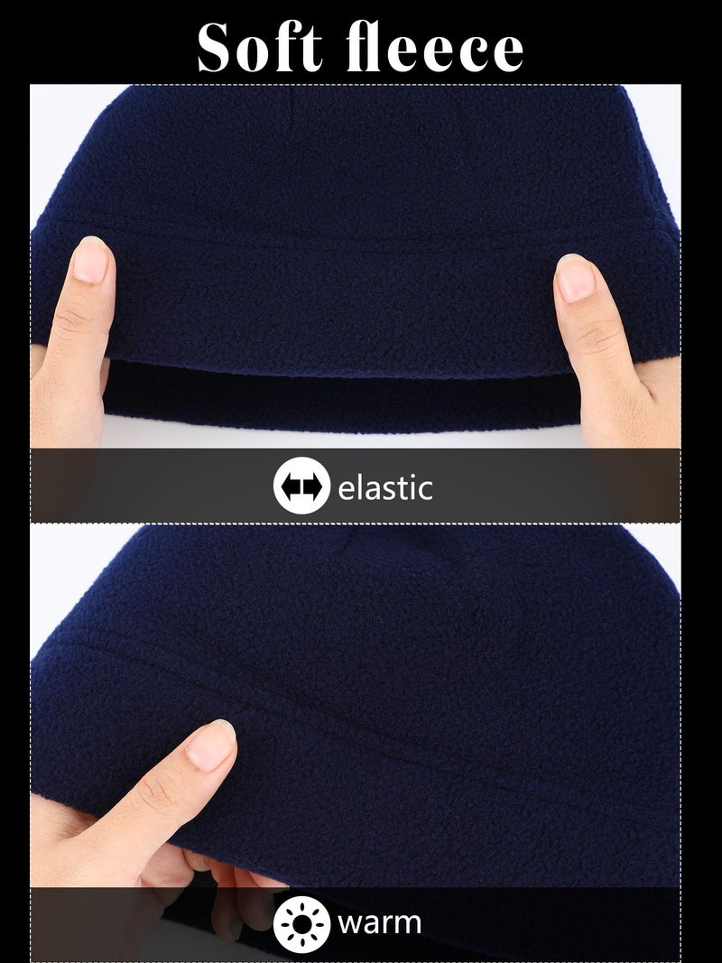 SATINIOR 4 Pieces Cotton Skull Caps for Men Women Fleece Beanies Hat Warm Soft Polar Beanie Hat Thick Windproof Winter(M,Black, Camouflage, Navy Blue, Grey) - Image 5