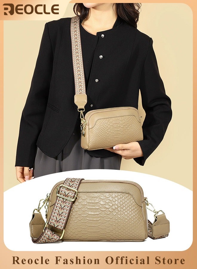 REOCLE Women's Shoulder Bag Leather Handbag Small Crossbody Bags Purses with Wide Adjustable Strap & Premium Fabric Leather Shoulder Handbags Wallet  - Image 1