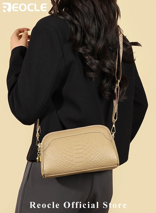 REOCLE Women's Shoulder Bag Leather Handbag Small Crossbody Bags Purses with Wide Adjustable Strap & Premium Fabric Leather Shoulder Handbags Wallet  - Image 2