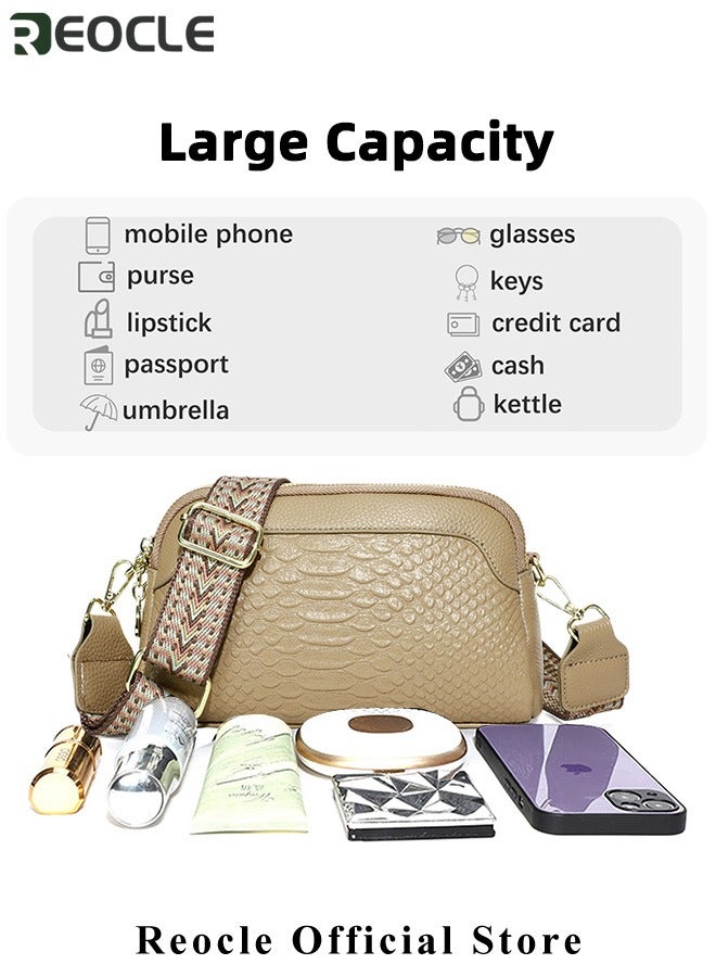 REOCLE Women's Shoulder Bag Leather Handbag Small Crossbody Bags Purses with Wide Adjustable Strap & Premium Fabric Leather Shoulder Handbags Wallet  - Image 3