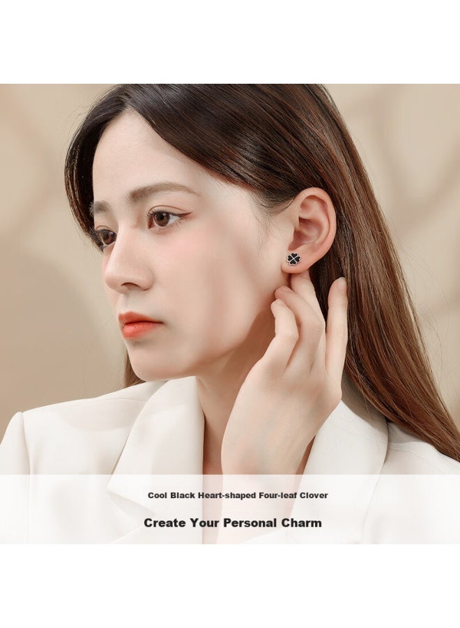 Manhe S925 Silver Four-leaf Clover Stud Earrings For Women, New Style, Birthday Gift For Wife Or Girlfriend - Image 5