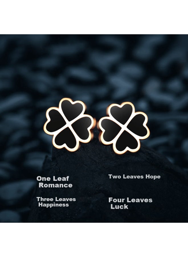 Manhe S925 Silver Four-leaf Clover Stud Earrings For Women, New Style, Birthday Gift For Wife Or Girlfriend - Image 2