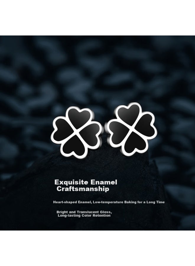Manhe S925 Silver Four-leaf Clover Stud Earrings For Women, New Style, Birthday Gift For Wife Or Girlfriend - Image 3