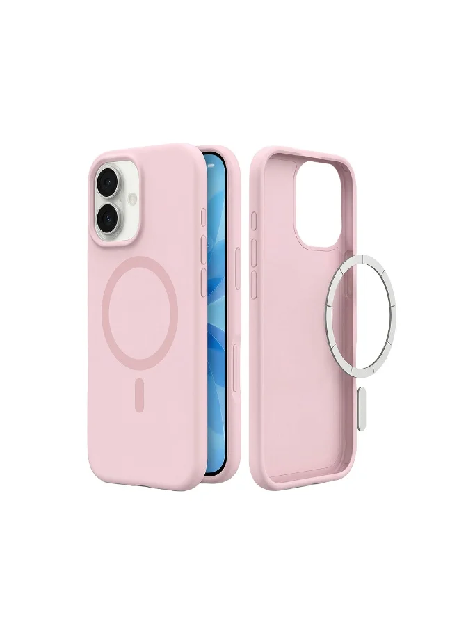 Mobcos Mobcos iPhone 17 Pink Elite Ring Premium Silicone Magnetic Wireless Charging Case for iPhone | Silky Soft Touch | Military-Grade Shockproof Protection | Strong Magnetic Compatibility | Luxury Slim Cover
