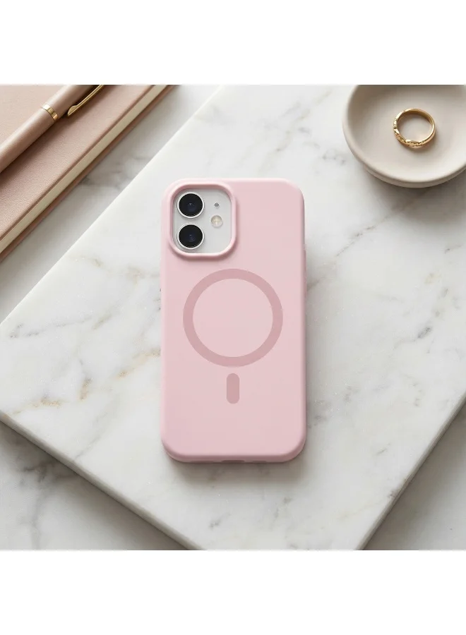 Mobcos Mobcos iPhone 17 Pink Elite Ring Mobcos iPhone 17 Pink Elite Ring Premium Silicone Magnetic Wireless Charging Case for iPhone | Silky Soft Touch | Military-Grade Shockproof Protection | Strong Magnetic Compatibility | Luxury Slim Cover  | Best Price UAE