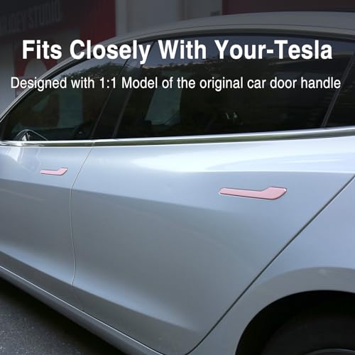 Tesheer for Tesla Pink Door Handle Sticker Anti Scratch for Tesla Car Door Handle Wrap 4PCS Door Handle Protective for Pink Tesla Model 3/Y Accessories (Pink) - Image 2