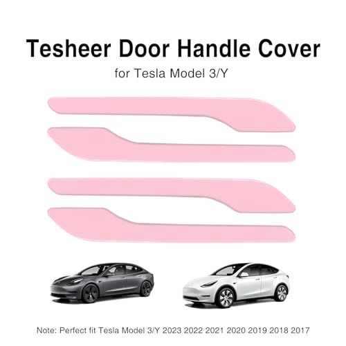 Tesheer for Tesla Pink Door Handle Sticker Anti Scratch for Tesla Car Door Handle Wrap 4PCS Door Handle Protective for Pink Tesla Model 3/Y Accessories (Pink) - Image 3