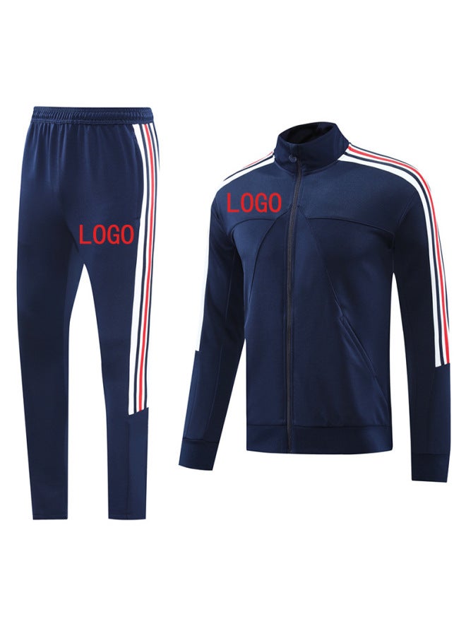 Autumn Winter Light Board Football Jacket with Hood Long Sleeve Warm-up Training Suit No Team Logo Series Royal Blue