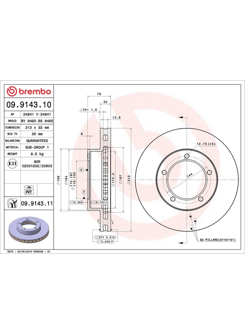 Brembo Brake Disc/ Rotor -09.9143-10 - Image 1