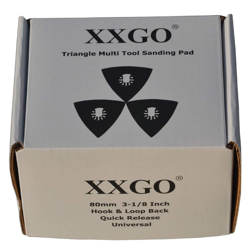 XXGO 3 Pcs 3-1/8 Inch 80mm Triangular Hook & Loop Oscillating Multi Tool Sanding Pads No.XG5508 - Image 2