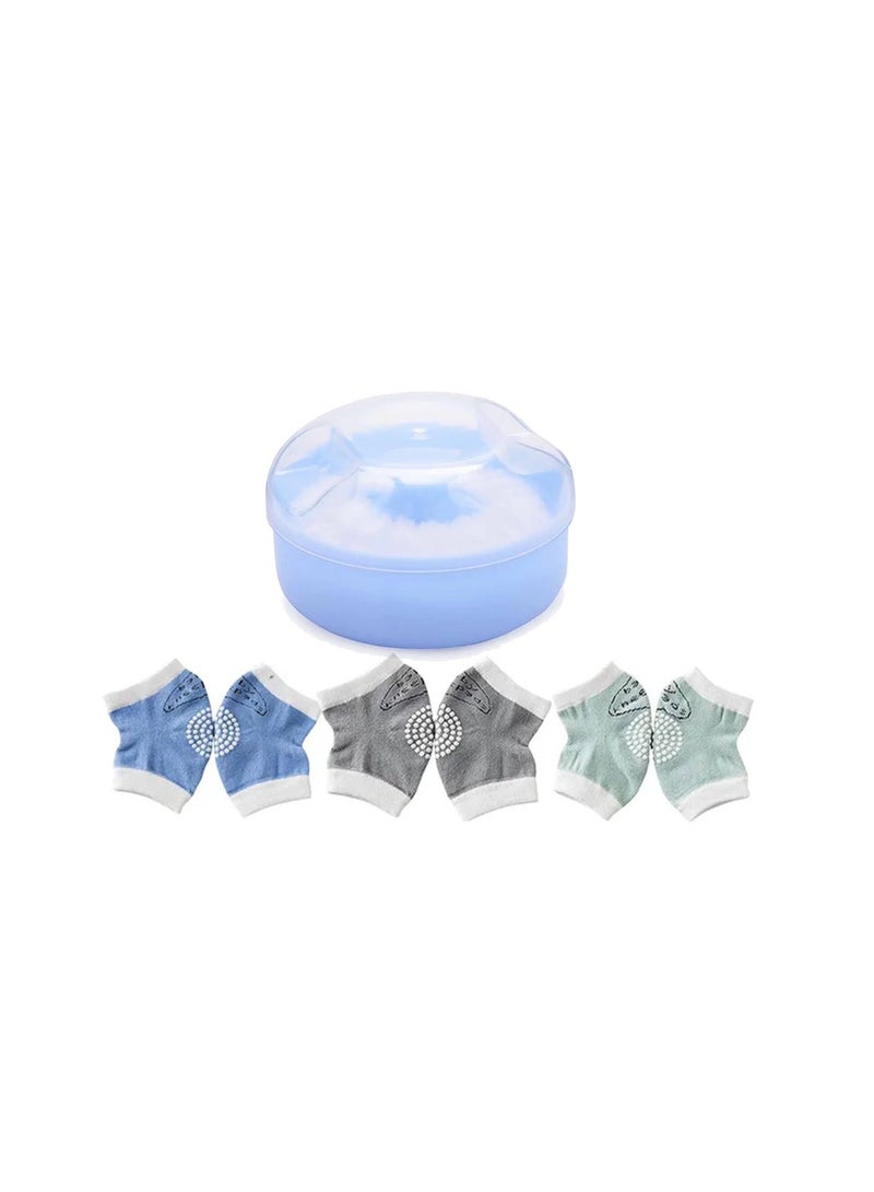 Star Babies - Combo Pack of 2-Kids Powder Puff - Blue with Baby Boy's Knee Pad Pack of 3 - Blue - Image 1