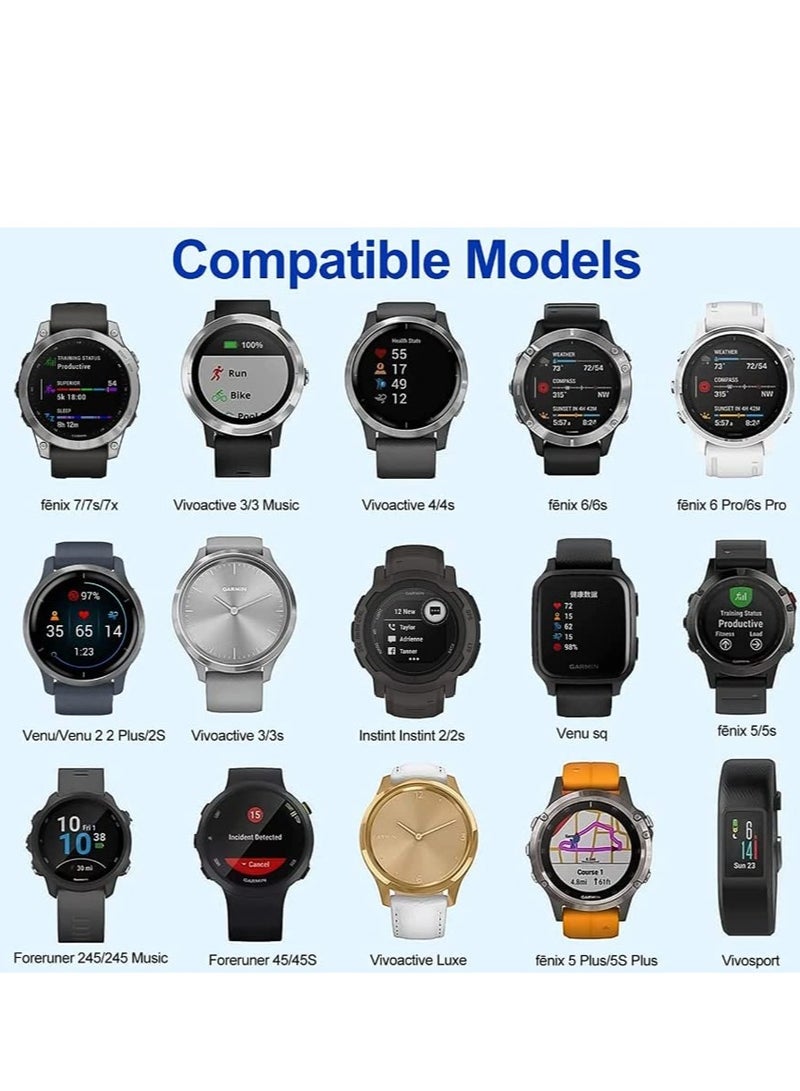 كابل شحن Type C 2 في 1 لجهاز Garmin Vivoactive 3 4 4S Fenix 7 7S 7X 6 6S 6X Venu Plus Sq Forerunner 55 45 Instinct طول 120 سم - Image 2