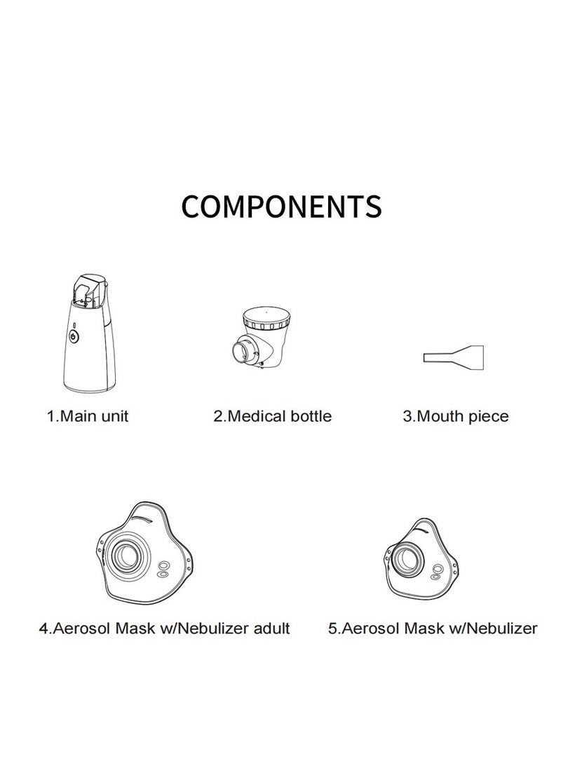 Portable Nebulizer Machine,USB Rechargeable Handheld Mesh Inhaler,Two Ways To Use For Adults And Children With Breathing Problems, For Home Office Outdoor