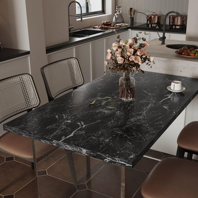 Abyssaly Black Marble Paper Granite Wallpaper 17.7" X 196" Peel and Stick Countertop Paper Self Adhesive Thickening for Kitchen Bathroom and Furniture - Image 3