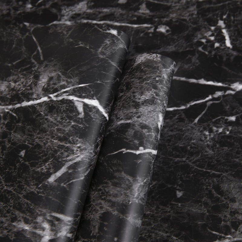 Abyssaly Black Marble Paper Granite Wallpaper 17.7" X 196" Peel and Stick Countertop Paper Self Adhesive Thickening for Kitchen Bathroom and Furniture - Image 1
