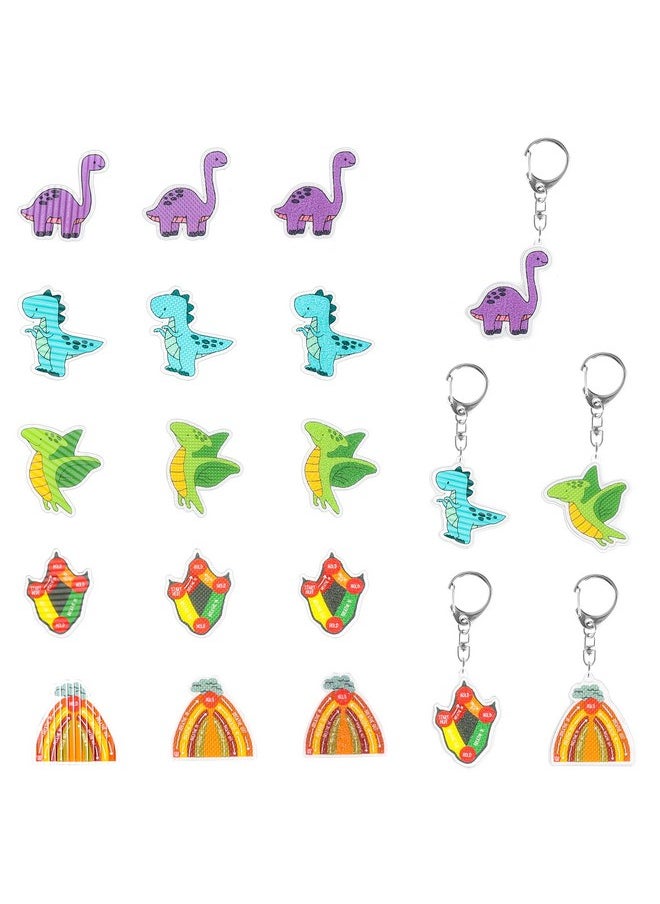 Primo Lines - Calm Strips Keychain - Heart Sensory Fidget Keychain For Anxiety Relief, Geometric Texture Strips, Calming Toy For Kids & Classroom Stress Relief (Keychain, Dinosaur) - Image 1
