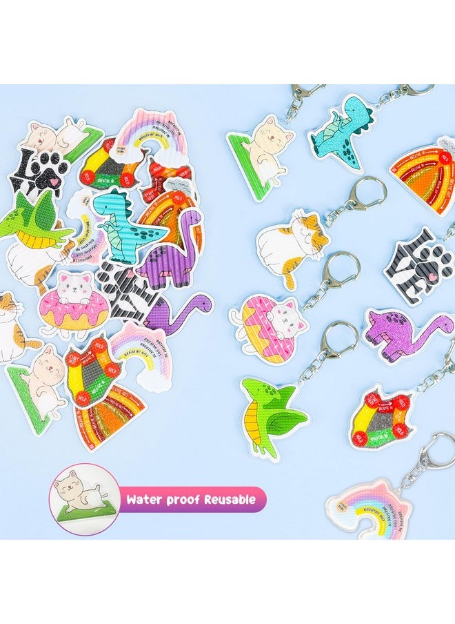 Primo Lines - Calm Strips Keychain - Heart Sensory Fidget Keychain For Anxiety Relief, Geometric Texture Strips, Calming Toy For Kids & Classroom Stress Relief (Keychain, Dinosaur) - Image 1