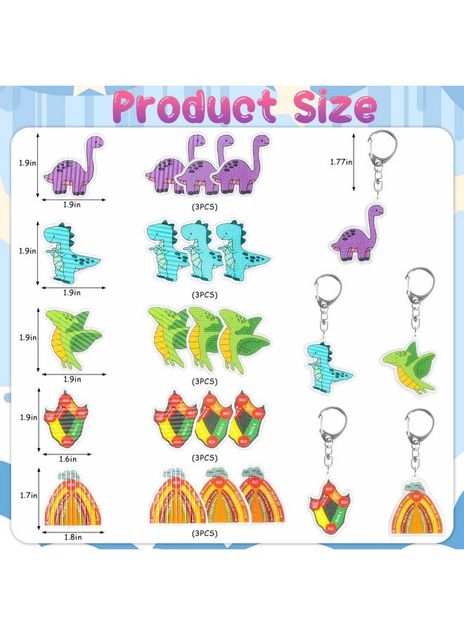 Primo Lines - Calm Strips Keychain - Heart Sensory Fidget Keychain For Anxiety Relief, Geometric Texture Strips, Calming Toy For Kids & Classroom Stress Relief (Keychain, Dinosaur) - Image 1