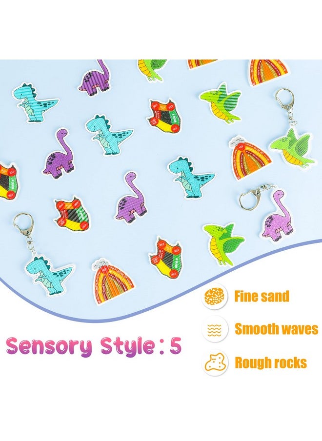 Primo Lines - Calm Strips Keychain - Heart Sensory Fidget Keychain For Anxiety Relief, Geometric Texture Strips, Calming Toy For Kids & Classroom Stress Relief (Keychain, Dinosaur) - Image 1