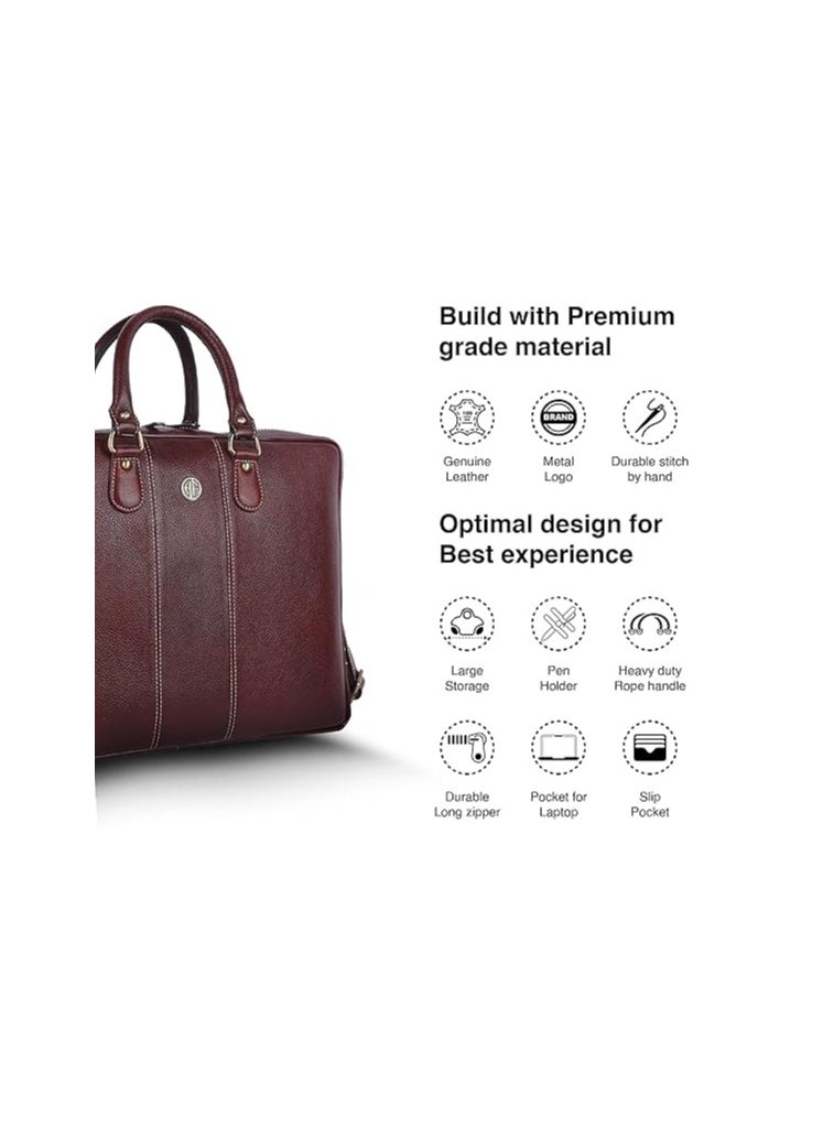 HAMMONDS FLYCATCHER - HAMMONDS FLYCATCHER Genuine Leather Laptop Bag for Men/Office Bag for Men, Brushwood|Fits Upto 16 Inch Laptop/MacBook|Leather Bag with Shoulder Straps|Laptop Messenger Bag/Leather Bag for Men - Image 1