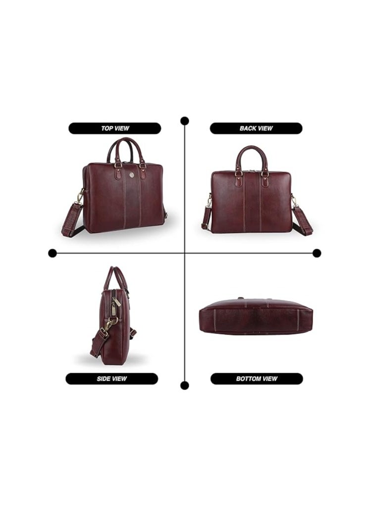 HAMMONDS FLYCATCHER - HAMMONDS FLYCATCHER Genuine Leather Laptop Bag for Men/Office Bag for Men, Brushwood|Fits Upto 16 Inch Laptop/MacBook|Leather Bag with Shoulder Straps|Laptop Messenger Bag/Leather Bag for Men - Image 1