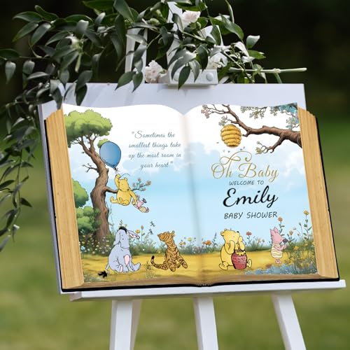 Toerifer Winnie Baby Shower Welcome Sign Winnie Decor for Boy Girl Baby Shower Winnie Backdrop Party Photography Background Entrance Door Decor Party Board Centerpieces - Image 1