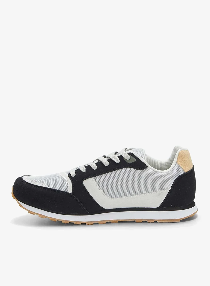 Kiabi  Retro Three-Tone Running Trainers Black for Men | Best Price UAE
