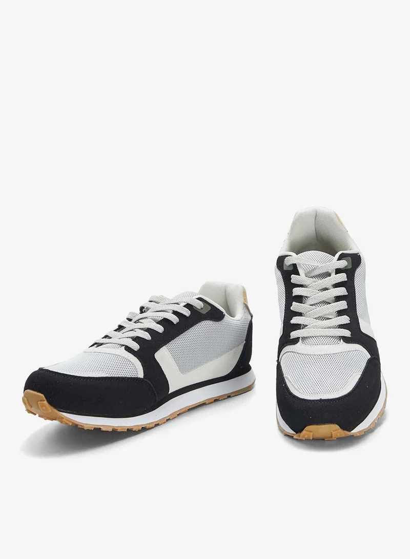 Kiabi  Retro Three-Tone Running Trainers Black for Men | Best Price UAE