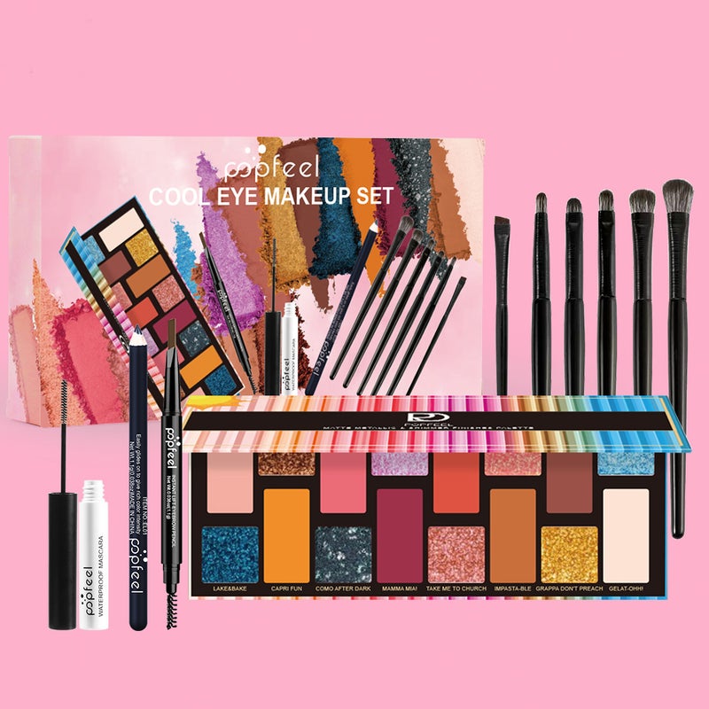 Eyeshadow Palette Mascara Eyeshadow Brush Eyeliner Eyebrow Pencil Combo Set for Beginners  10PC - Image 2