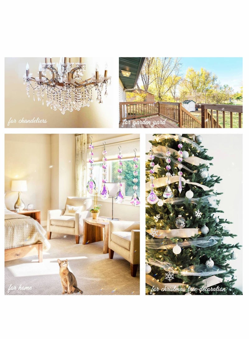 Captaintech Sun Catchers with Crystals, 7 Pcs Hanging Crystal Suncatcher Beads for Indoor Window, Colorful Crystals Prisms Pendant Suncatchers for Home Chandeliers Garden Tree Decoration - Image 4